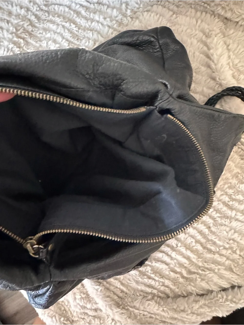 Elliott Lucca Black Leather Braided-Handle Hobo Bag